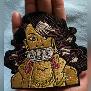 Money Girl Patch iron on glue on for art crocs decorations